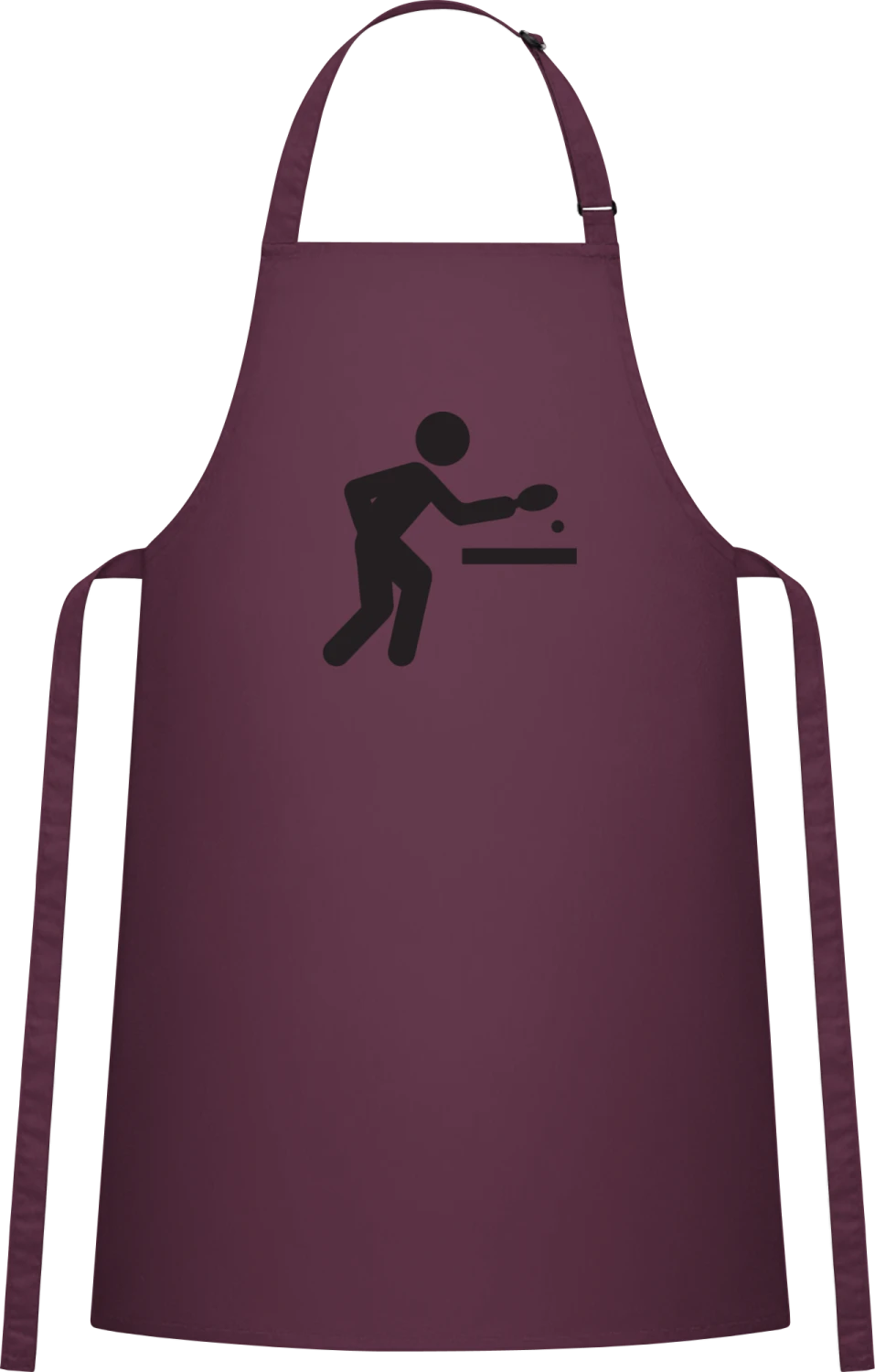 Ping-Pong Table Tennis - Aubergine Cotton Bib Apron - Front