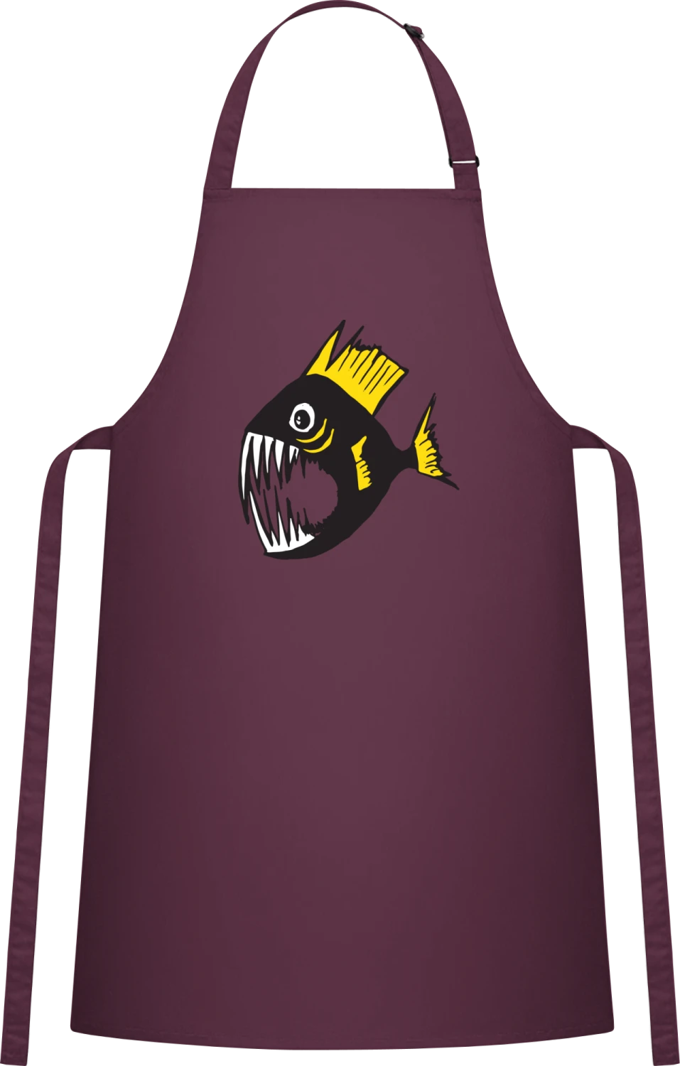 Piranha - Aubergine Cotton Bib Apron - Front