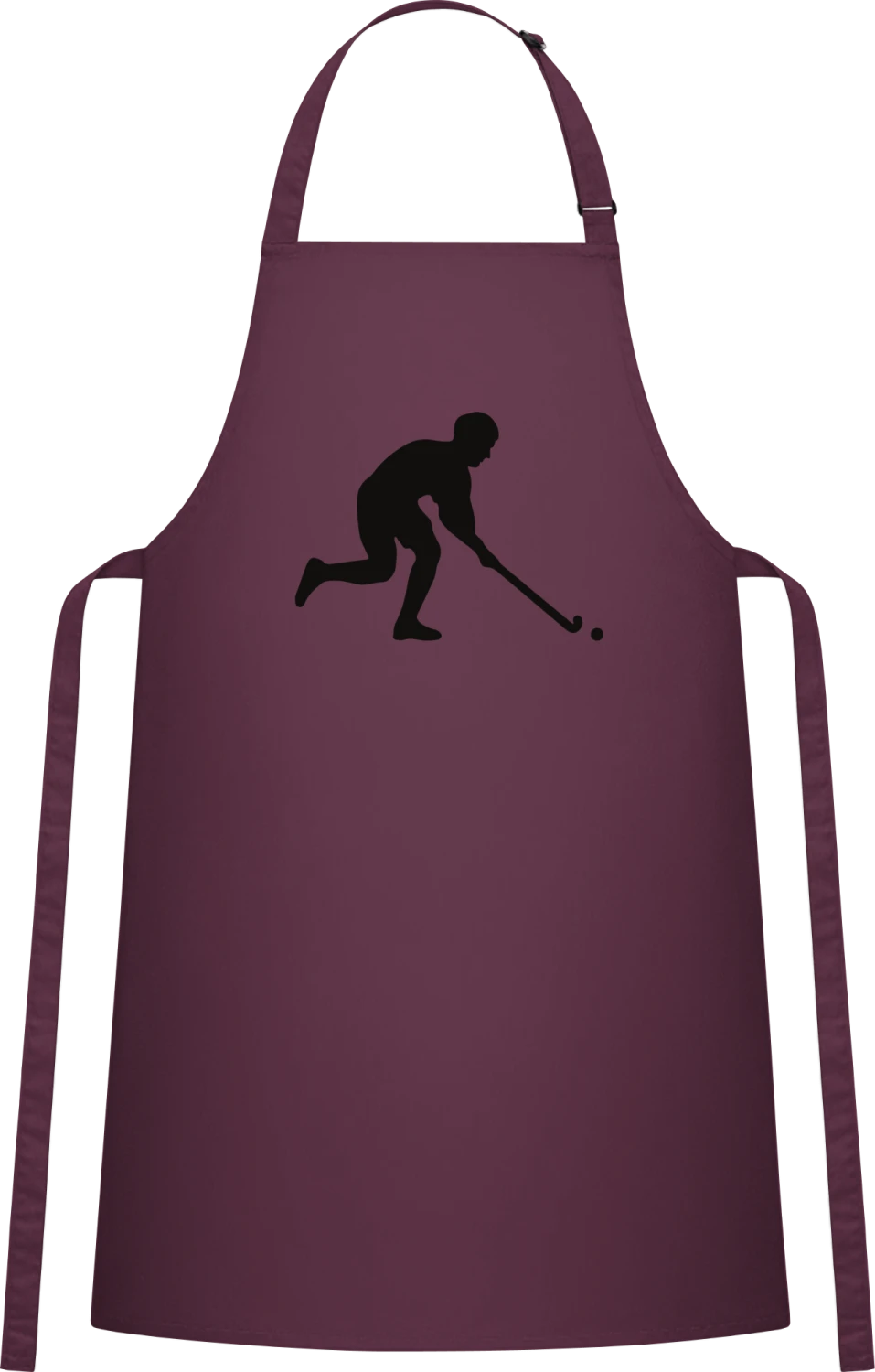 Field Hockey Player Silhouette - Aubergine Cotton Bib Apron - Front