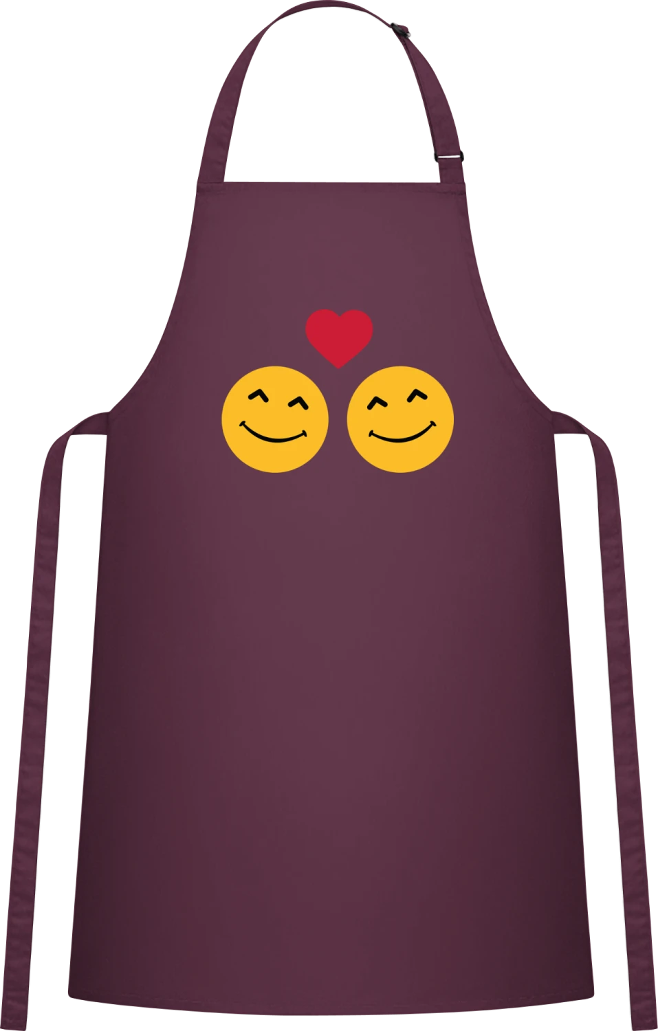 Smileys In Love - Aubergine Cotton Bib Apron - Front