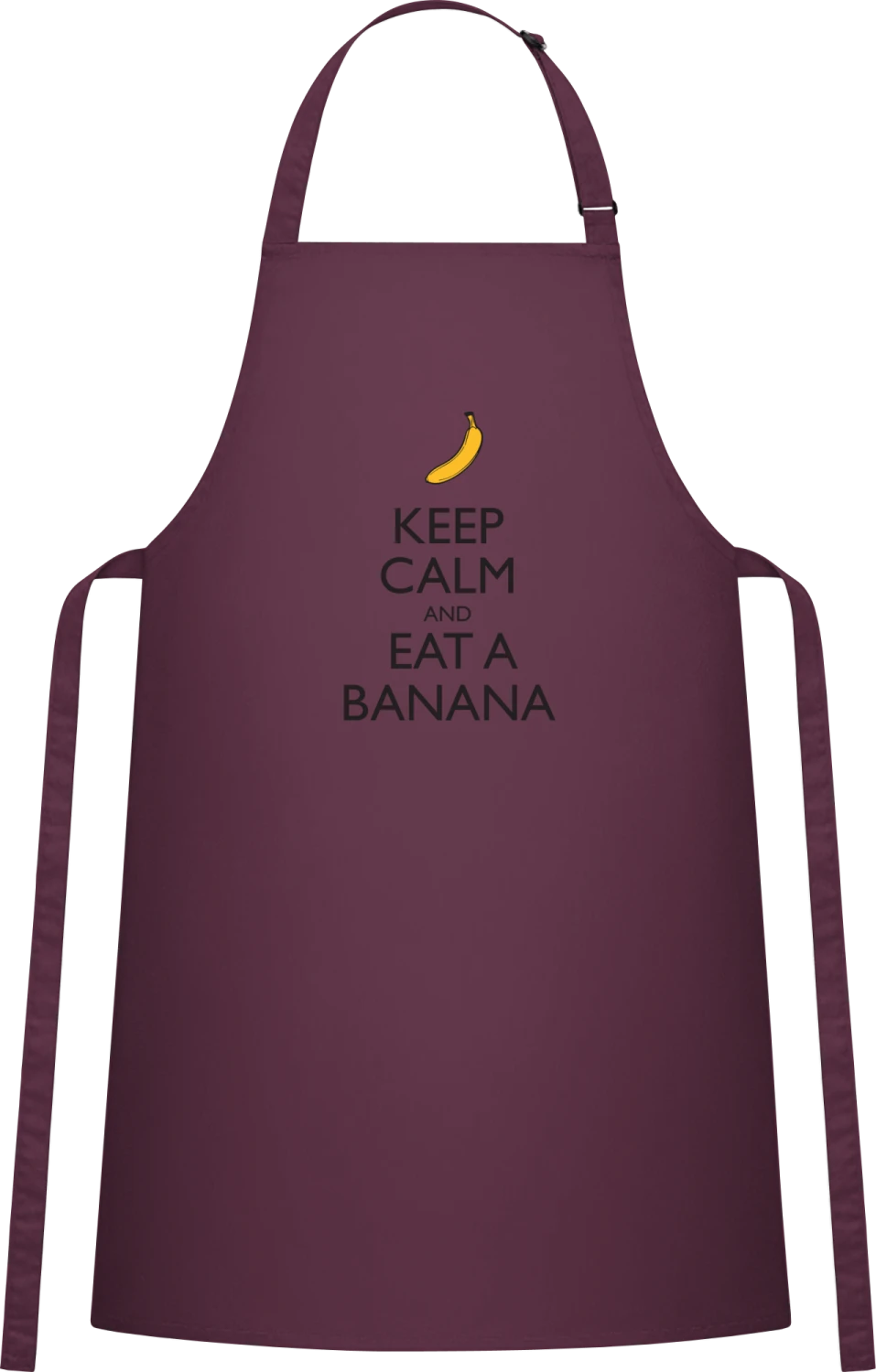 Keep Calm and Eat a Banana - Aubergine Cotton Bib Apron - Front