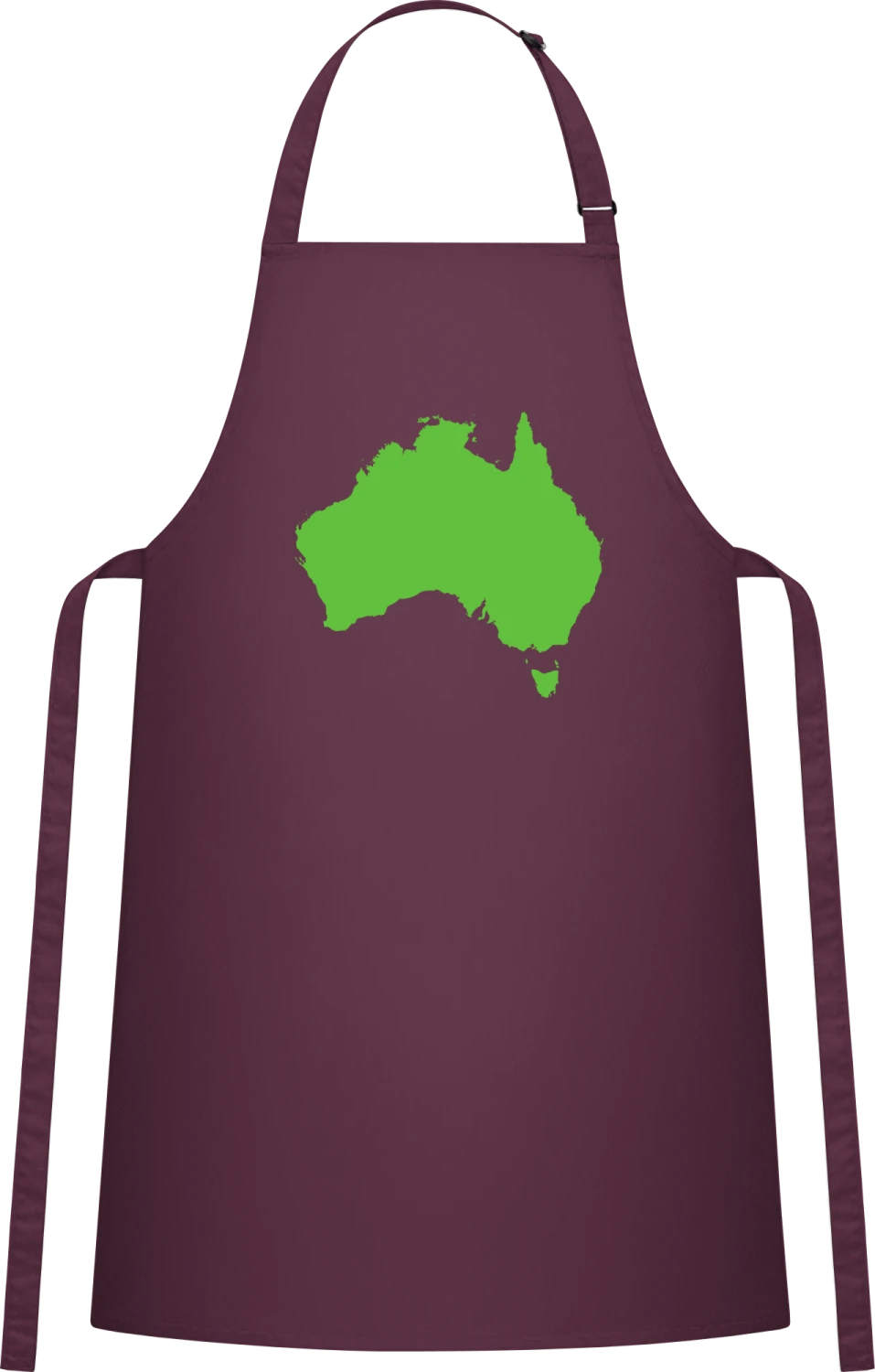 Australia Map - Aubergine Cotton Bib Apron - Front