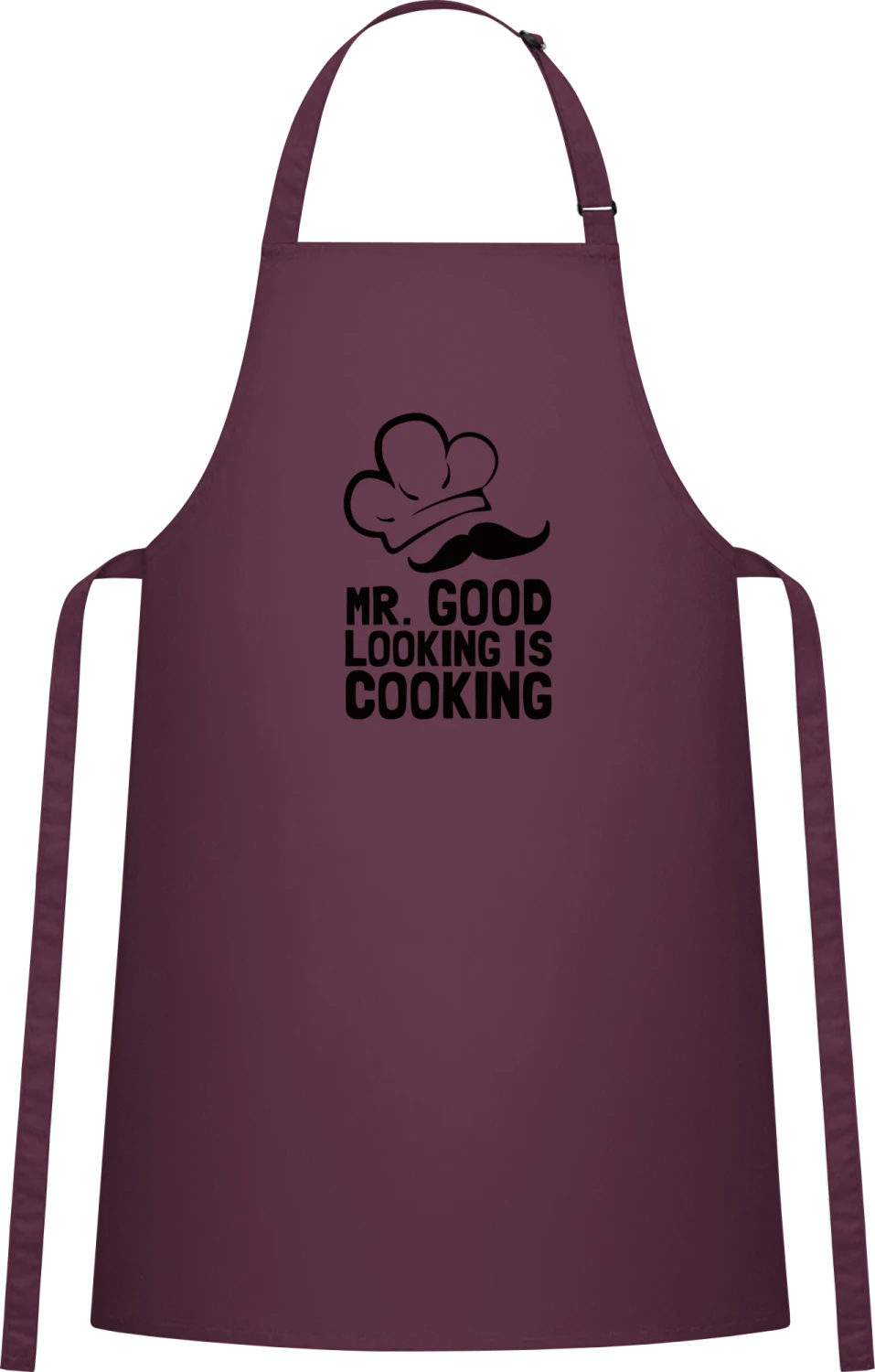 Mr. Good Is Cooking - Aubergine Cotton Bib Apron - Front