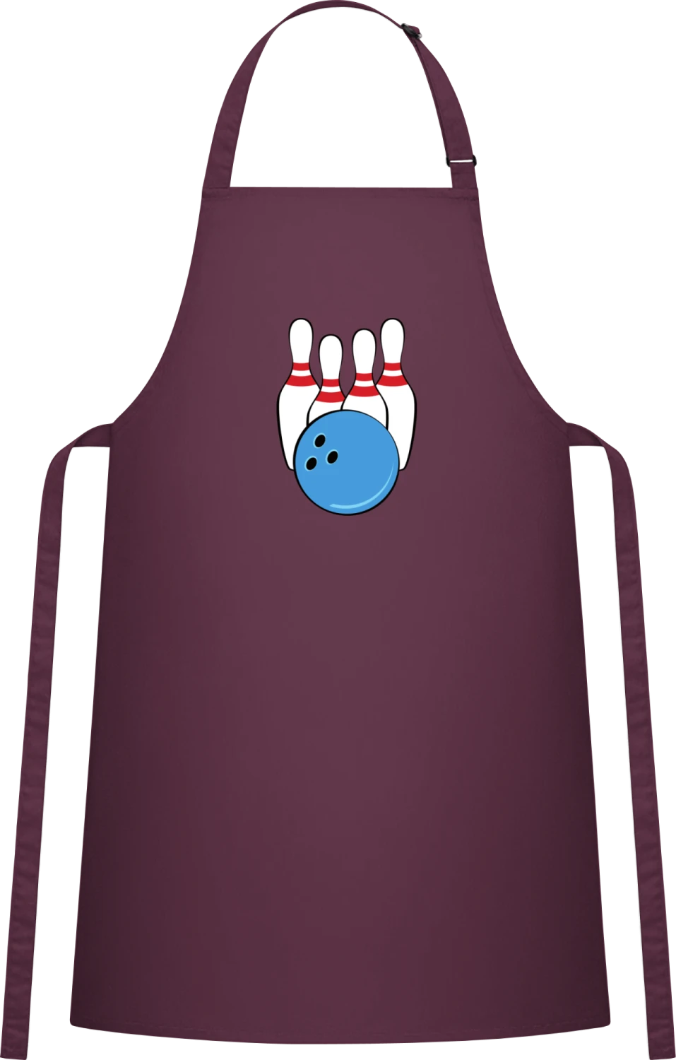 Bowling - Aubergine Cotton Bib Apron - Front