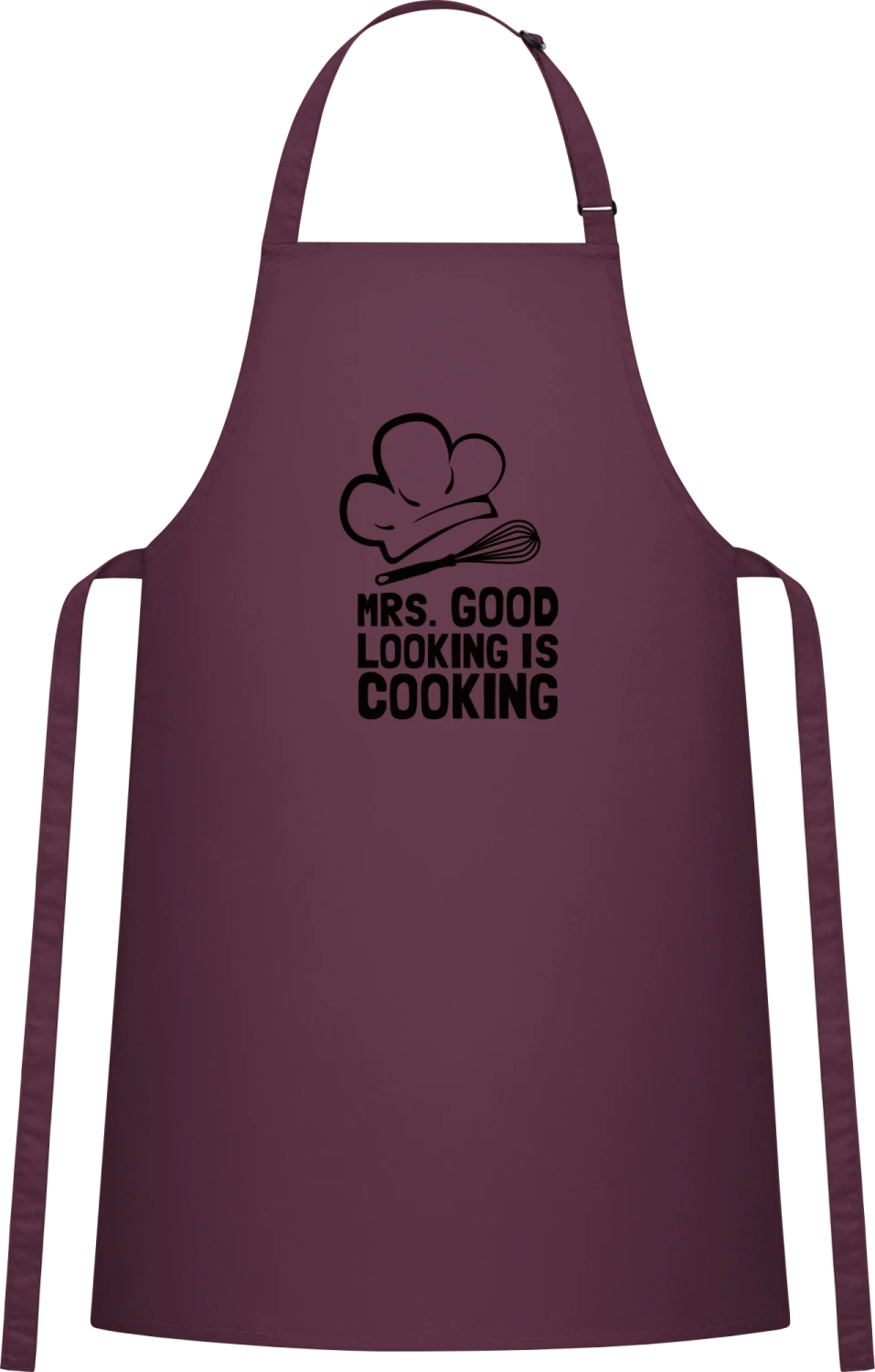 Mrs. Good Looking Is Cooking - Aubergine Cotton Bib Apron - Front