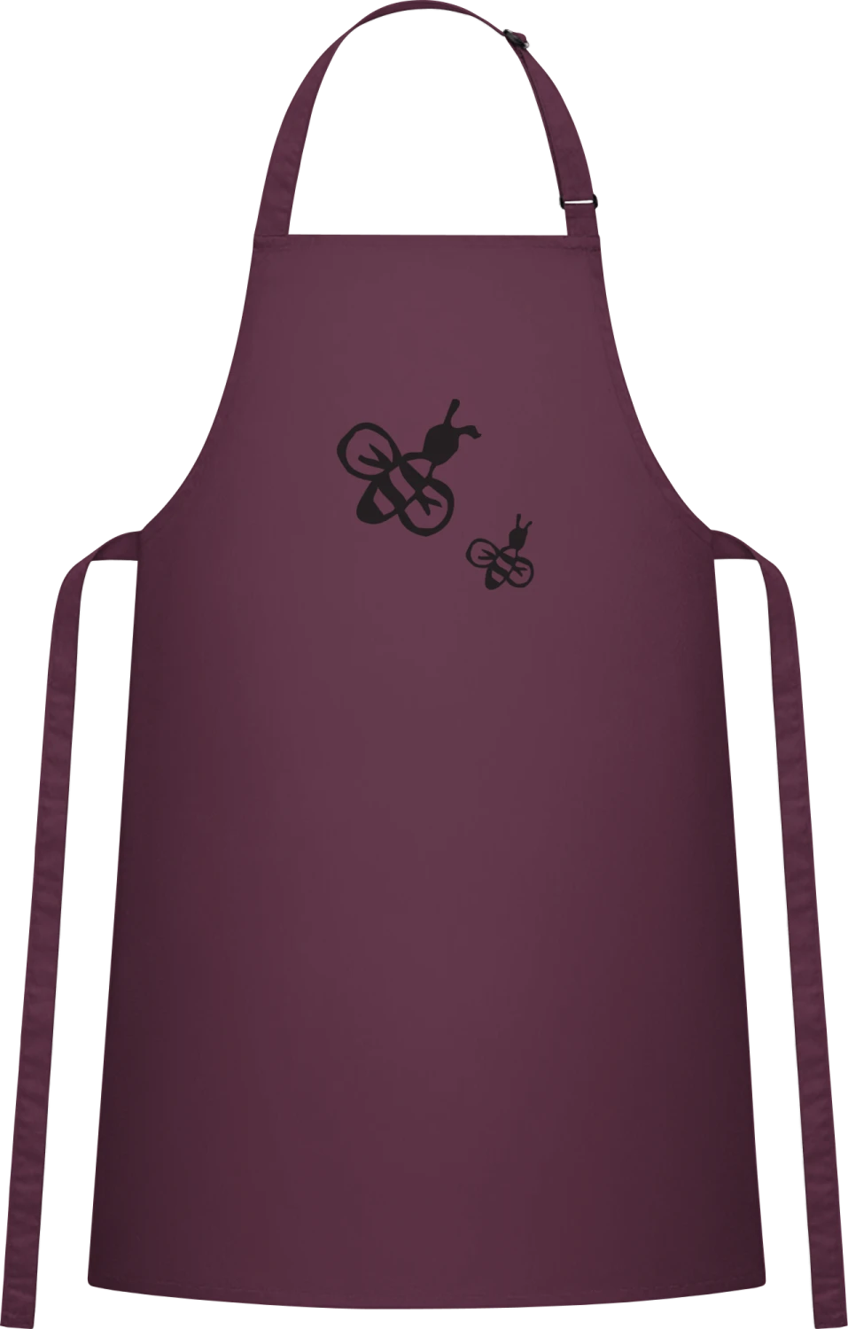 Mom and Child Bee - Aubergine Cotton Bib Apron - Front