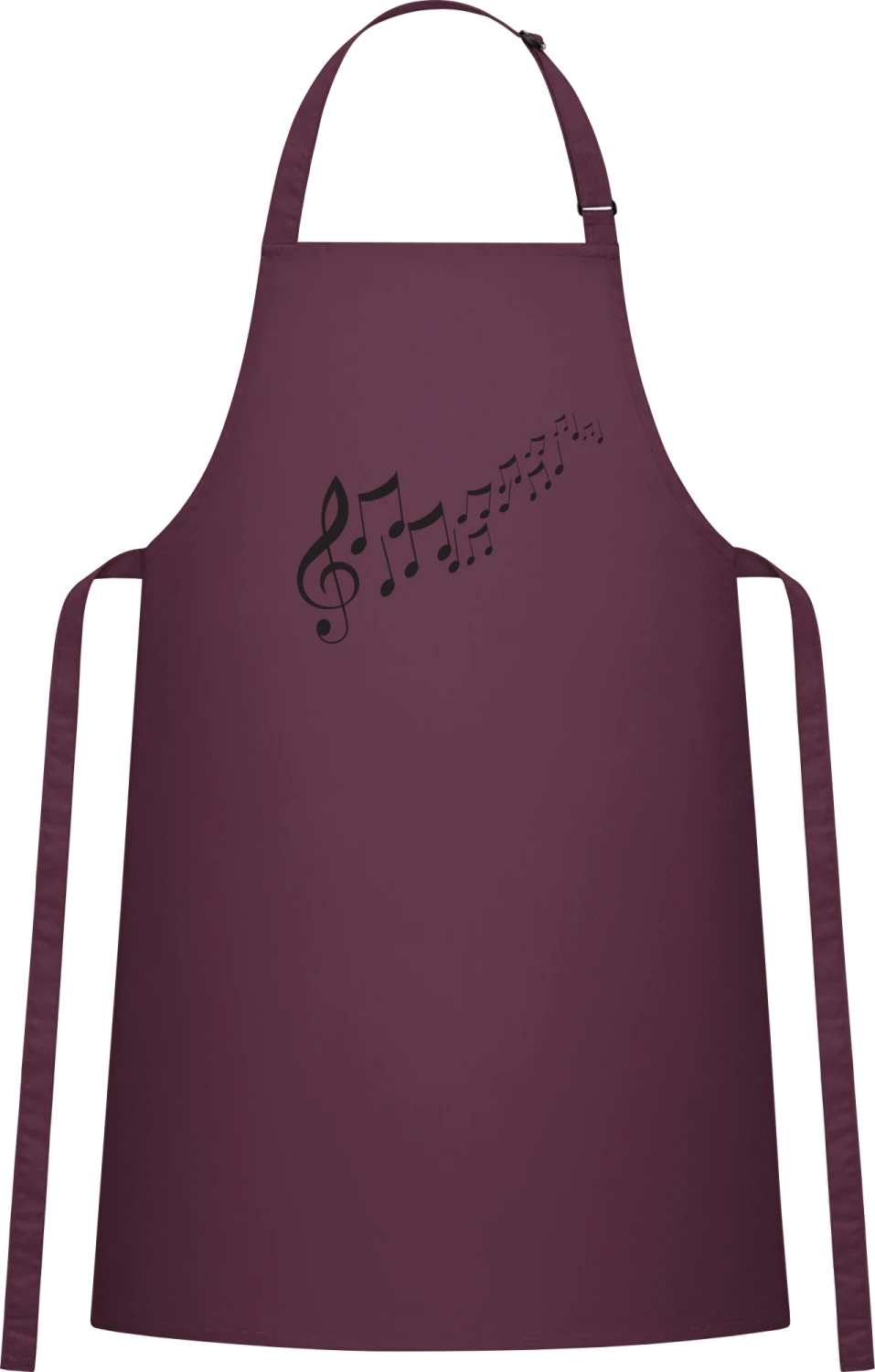 Dancing Music Notes - Aubergine Cotton Bib Apron - Front