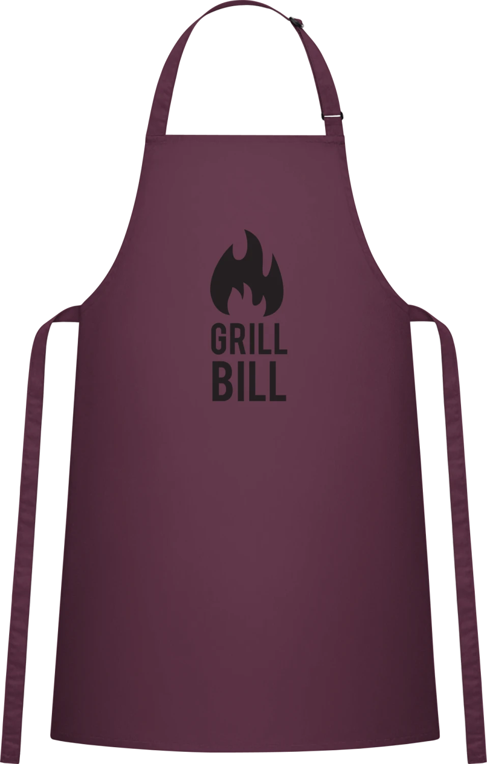 Grill Bill Flame - Aubergine Cotton Bib Apron - Front