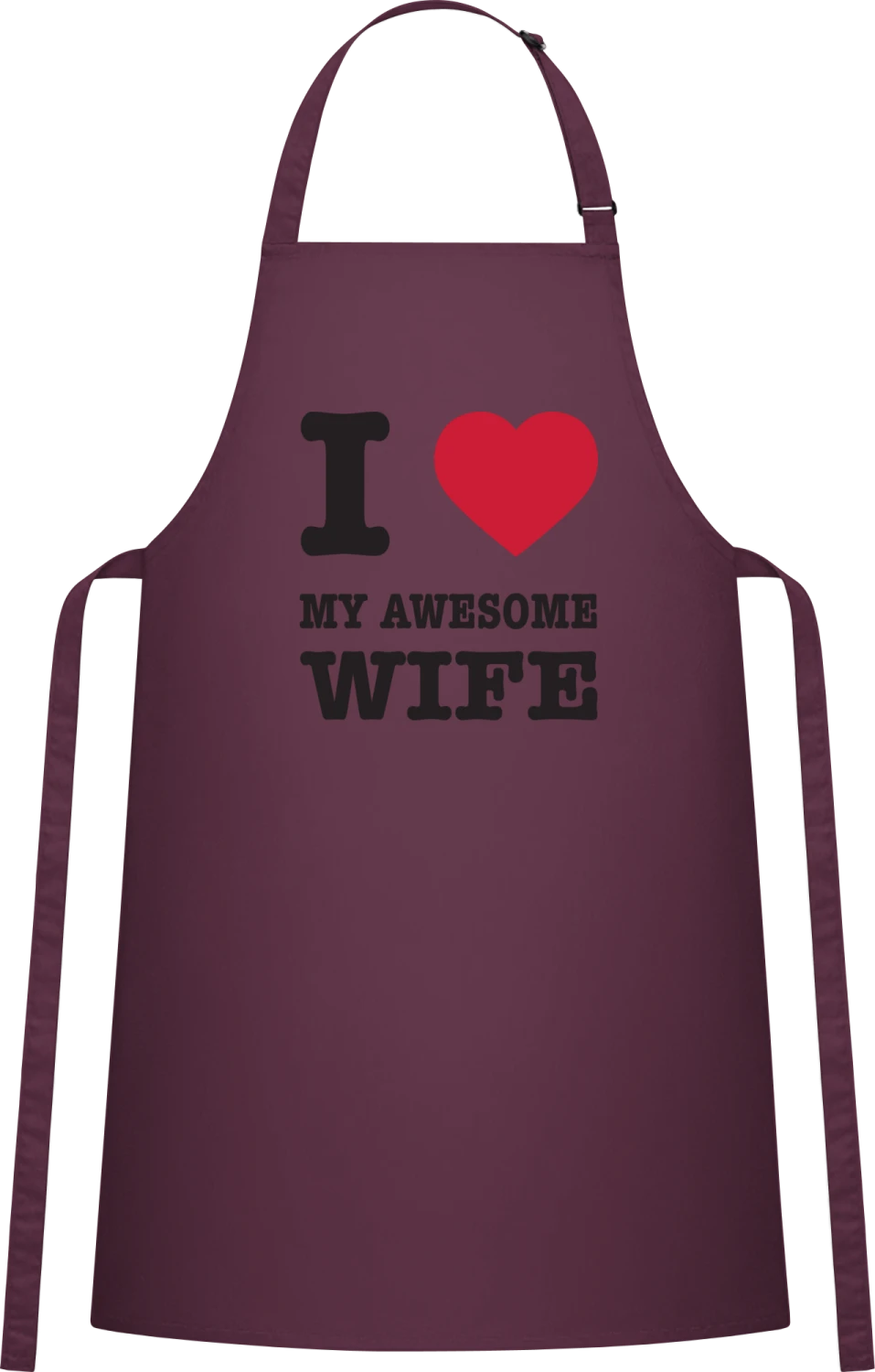 I Love My Awesome Wife - Aubergine Cotton Bib Apron - Front