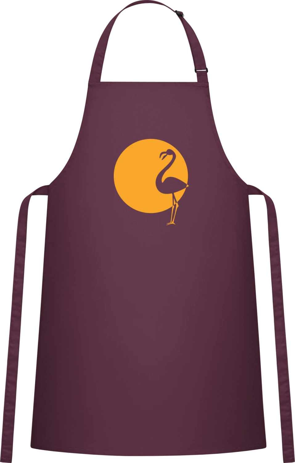 Flamingo Silhouette - Aubergine Cotton Bib Apron - Front