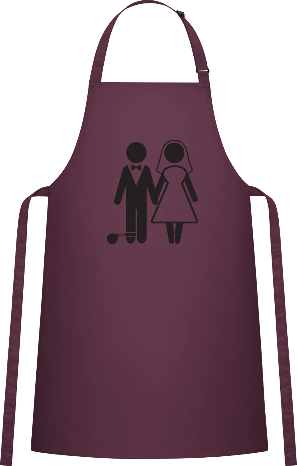 Groom The End - Aubergine Cotton Bib Apron - Front