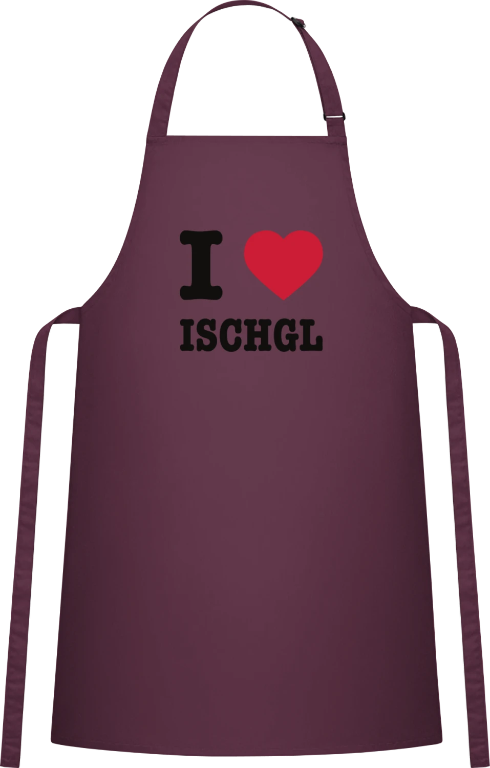 I Love Ischgl - Aubergine Cotton Bib Apron - Front