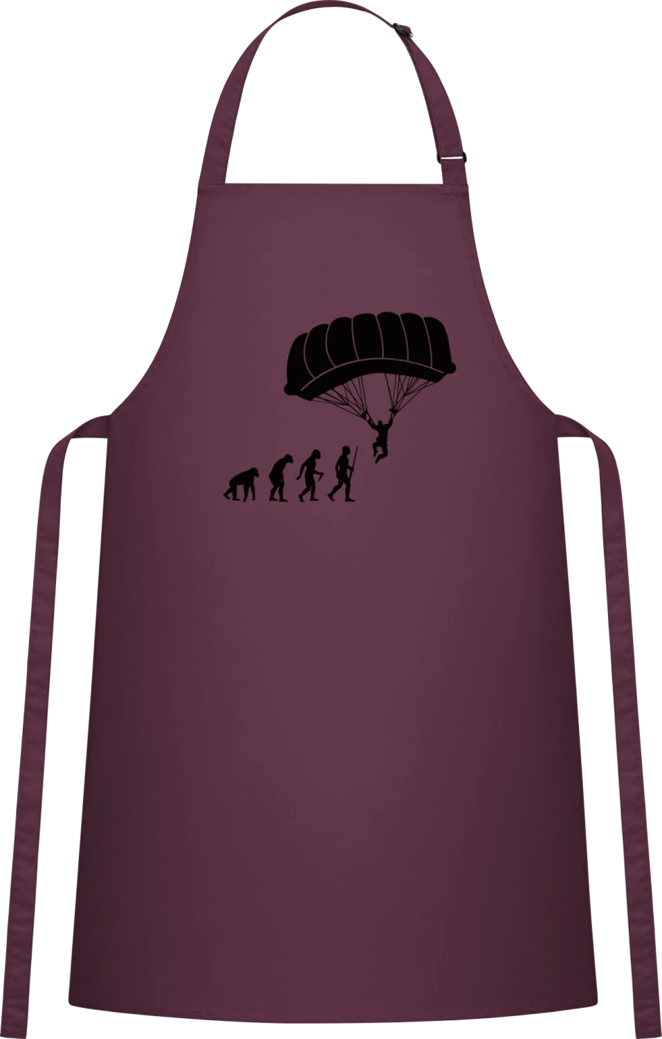 The Evolution of Skydiving - Aubergine Cotton Bib Apron - Front