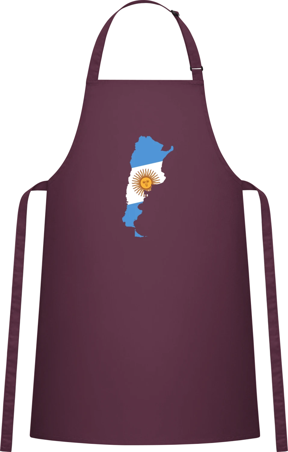 Argentina Map - Aubergine Cotton Bib Apron - Front