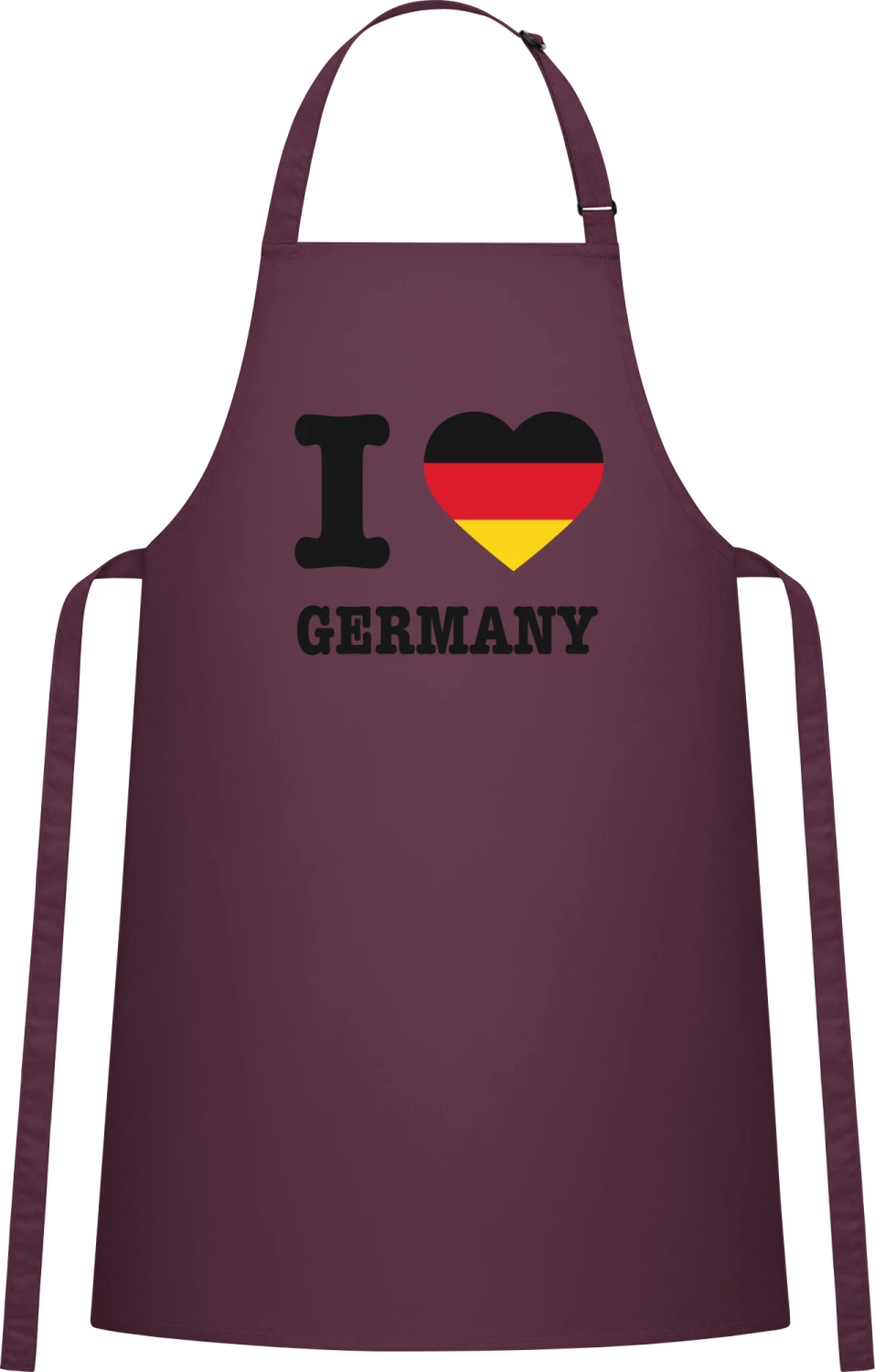 I Love Germany - Aubergine Cotton Bib Apron - Front