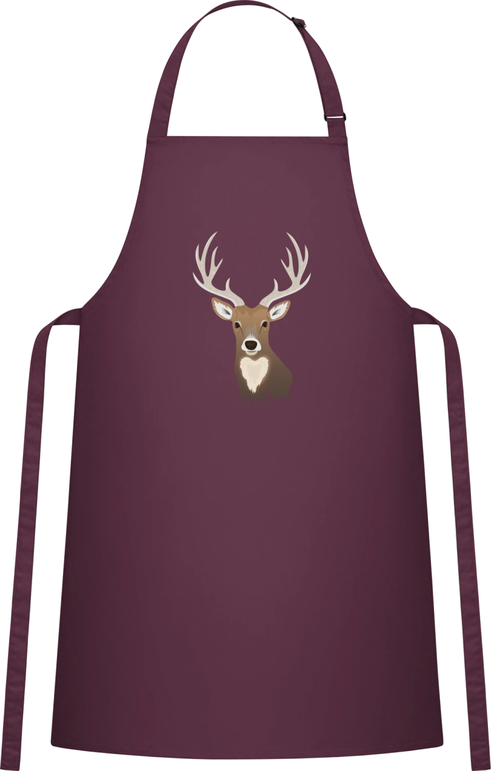 Deer Realistic - Aubergine Cotton Bib Apron - Front