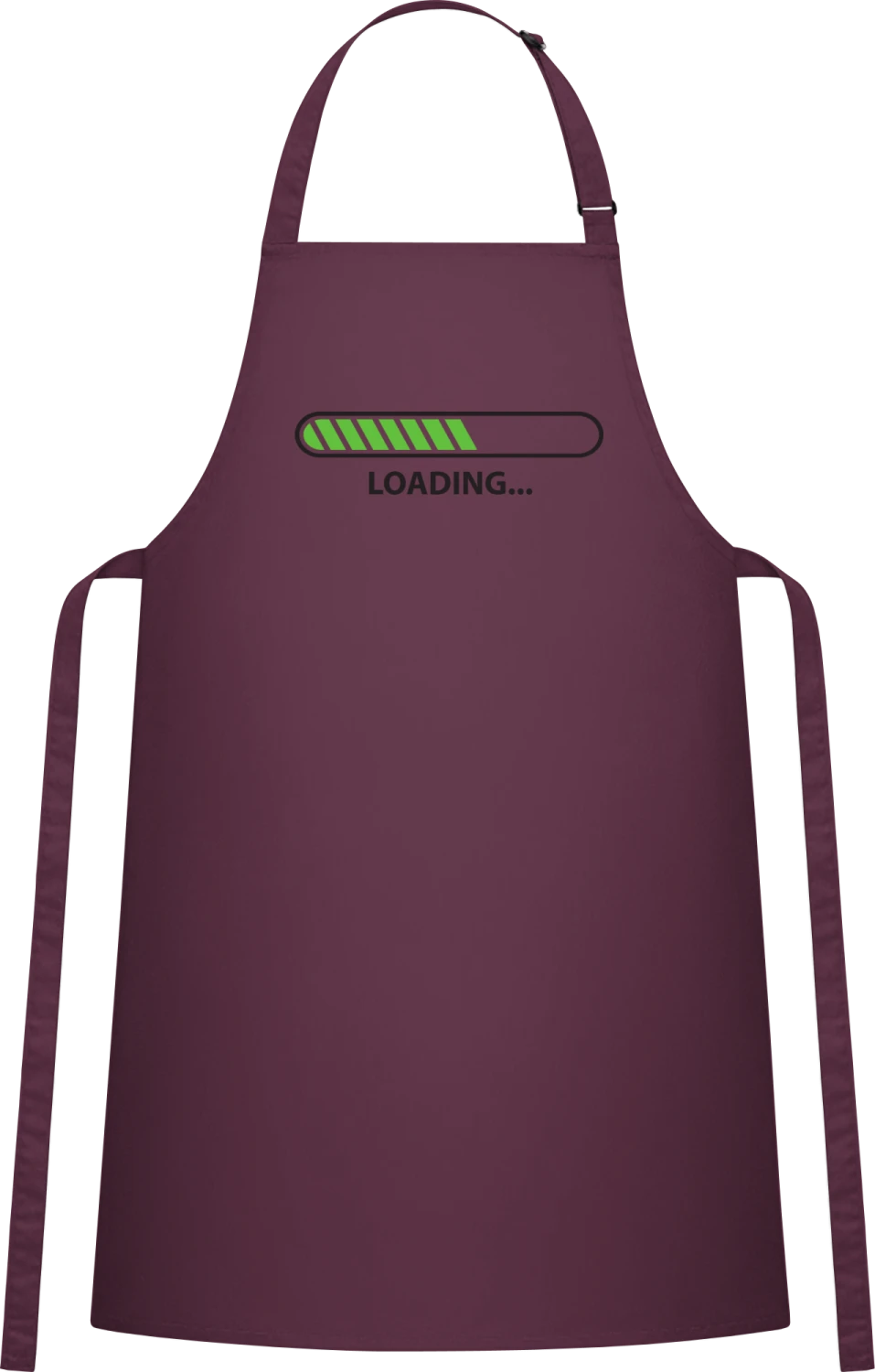 Loading Progress + DEIN TEXT - Aubergine Cotton Bib Apron - Front