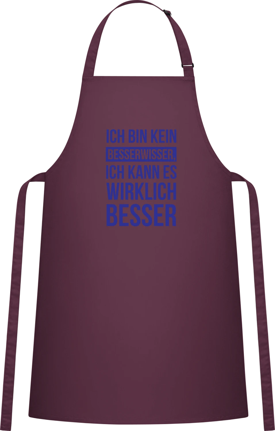 Ich bin kein Besserwisser - Aubergine Cotton Bib Apron - Front