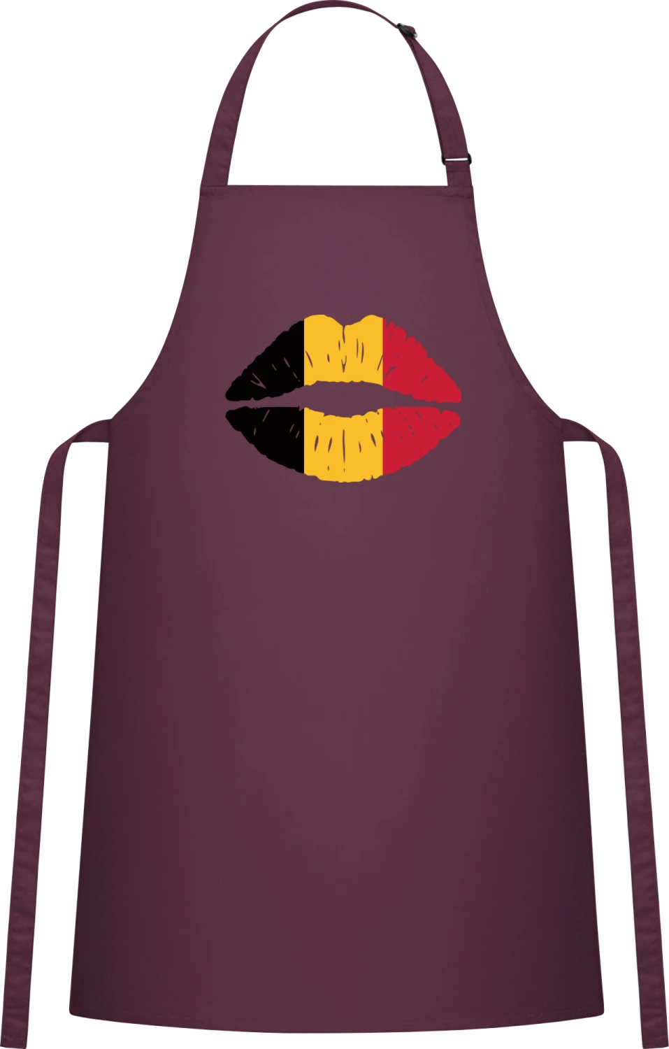 Belgium Kiss Flag - Aubergine Cotton Bib Apron - Front