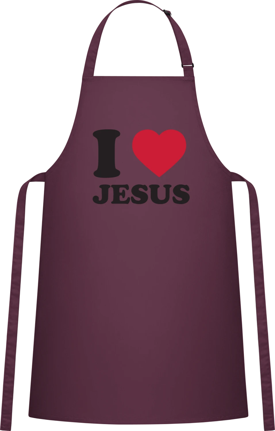 I Heart Jesus - Aubergine Cotton Bib Apron - Front