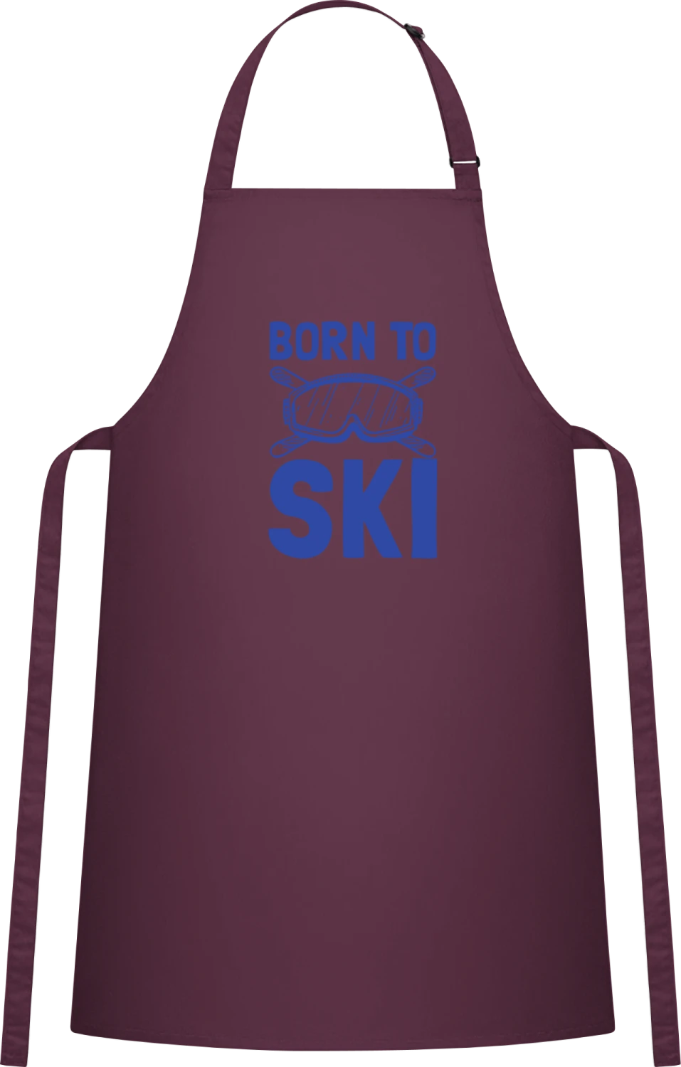 Born To Ski Logo - Aubergine Cotton Bib Apron - Front