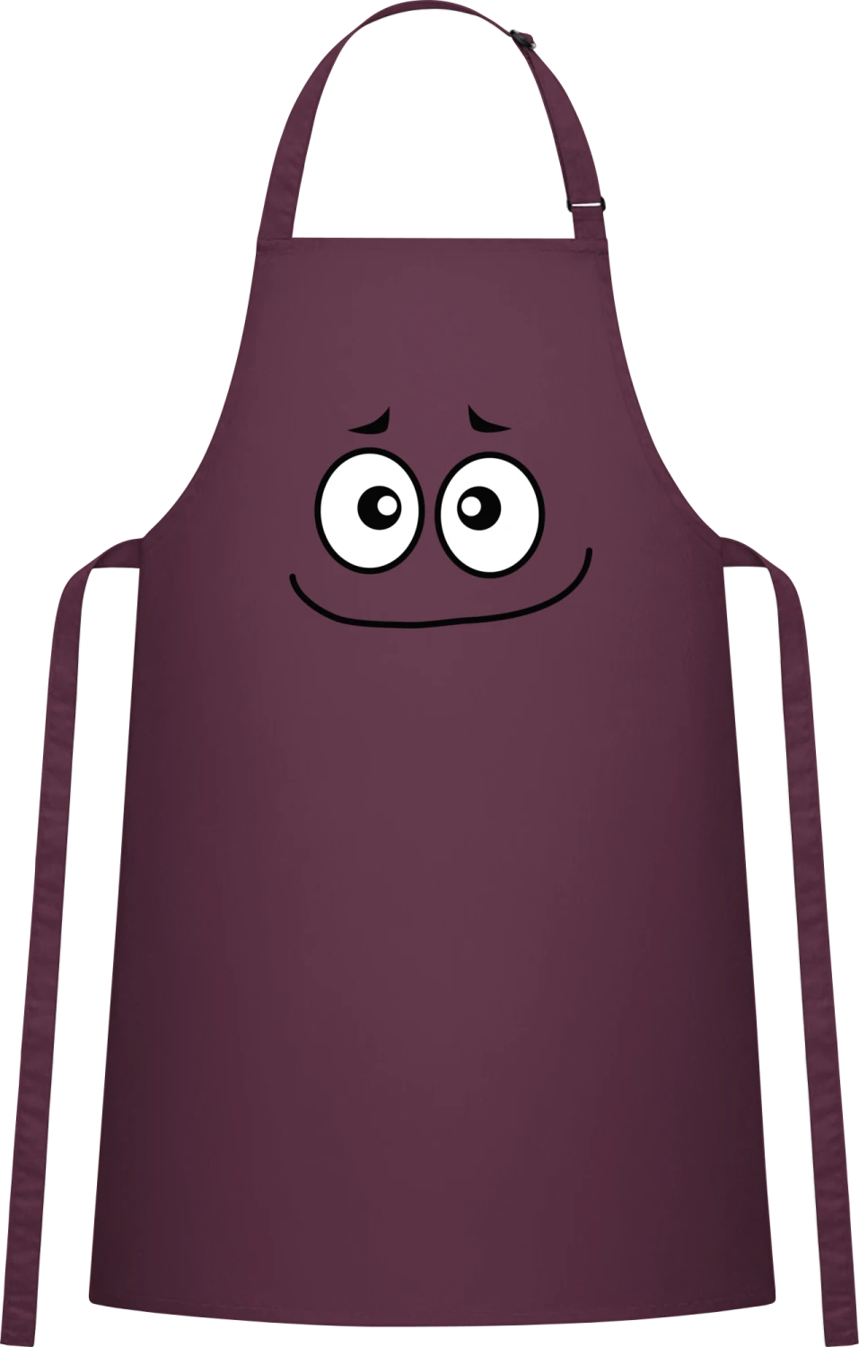 Sorrowful Smiley Face - Aubergine Cotton Bib Apron - Front