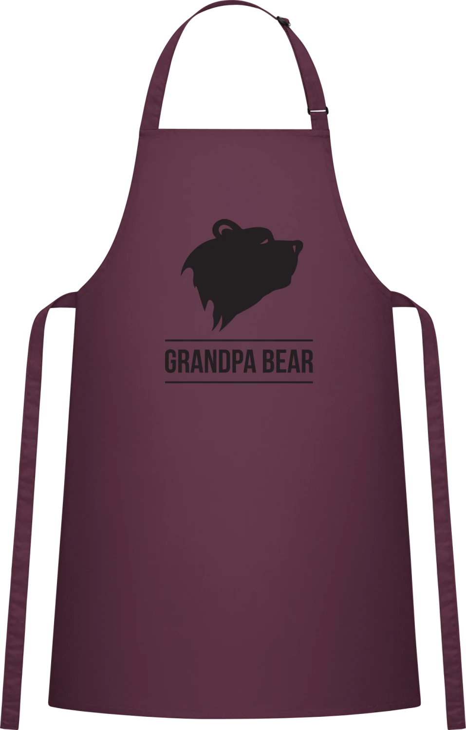 Grandpa Bear - Aubergine Cotton Bib Apron - Front