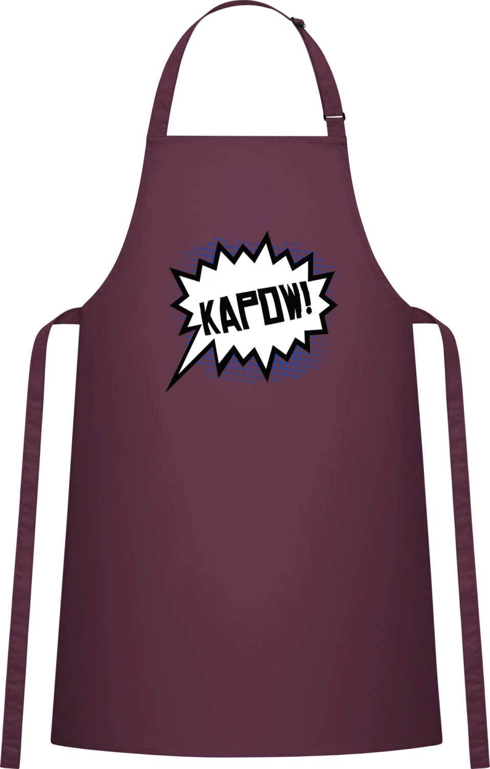 Kapow Comic Fight - Aubergine Cotton Bib Apron - Front