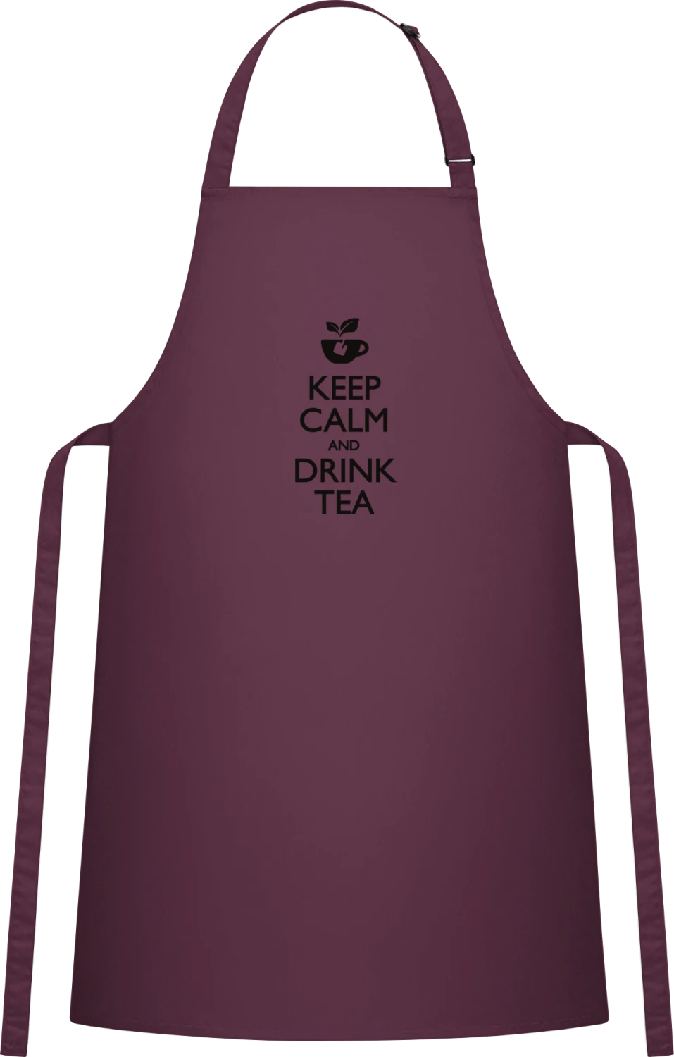 Keep calm and drink Tea - Aubergine Cotton Bib Apron - Front