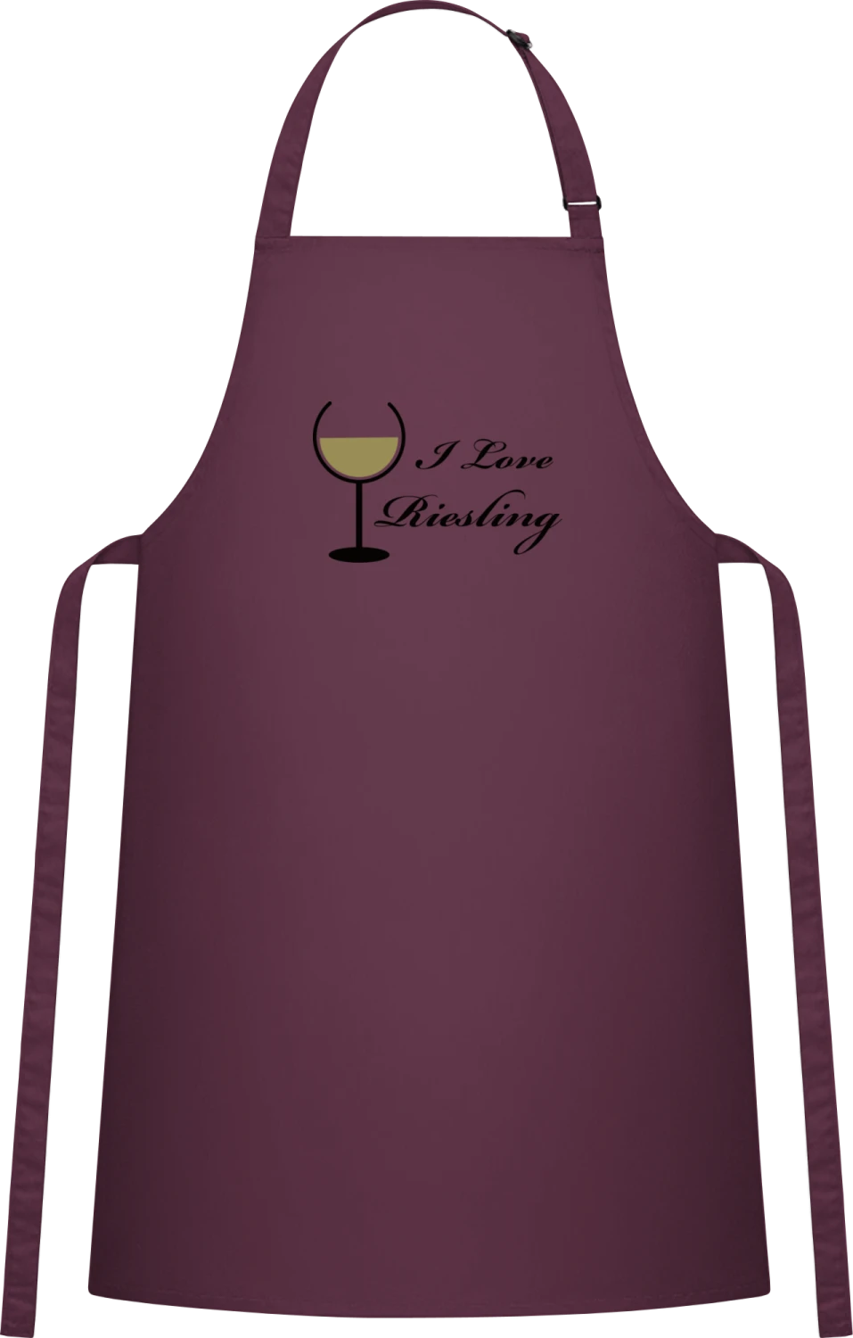 I Love Riesling - Aubergine Cotton Bib Apron - Front