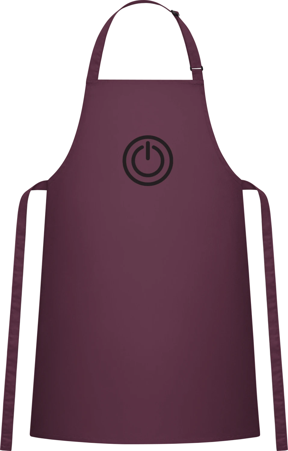 Power On Computer Button - Aubergine Cotton Bib Apron - Front