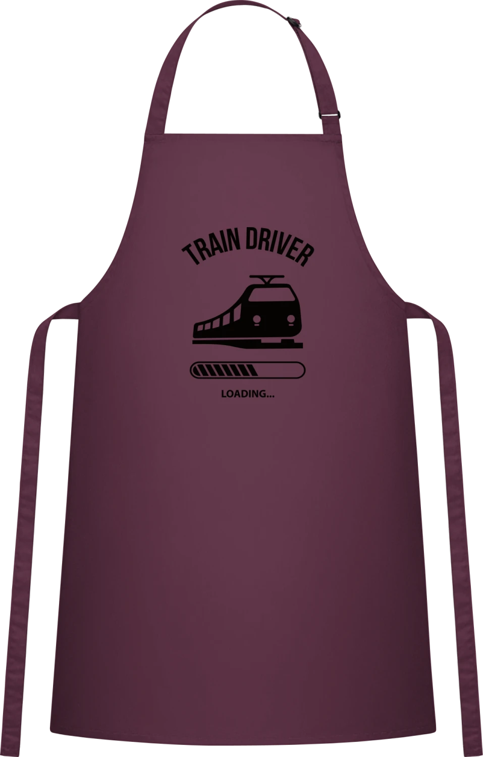 Train Driver Loading - Aubergine Cotton Bib Apron - Front