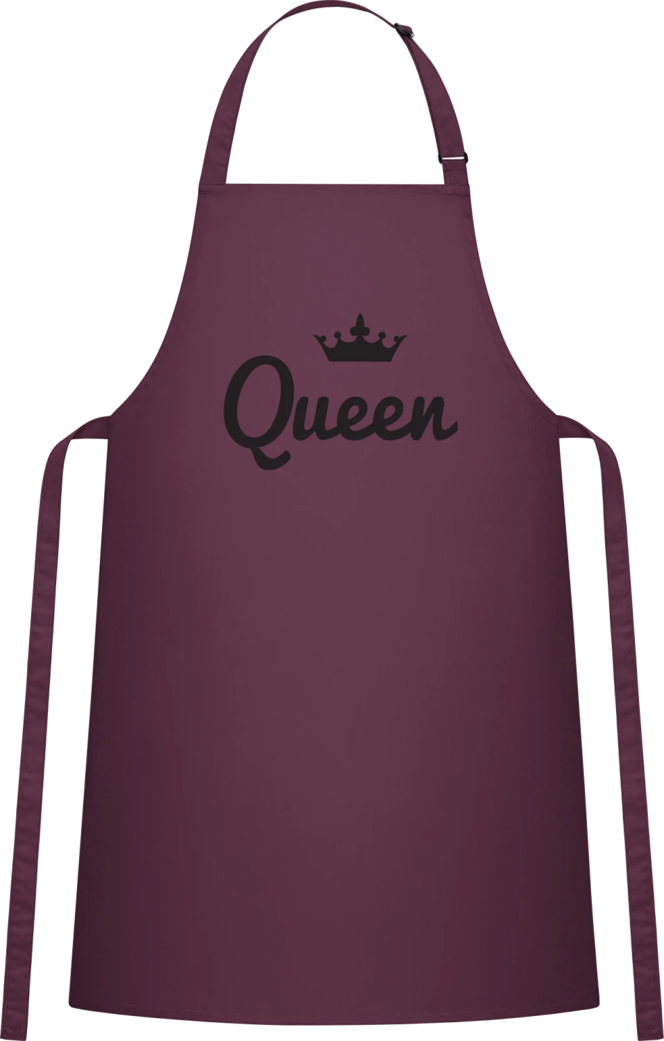 Queen with Crown - Aubergine Cotton Bib Apron - Front