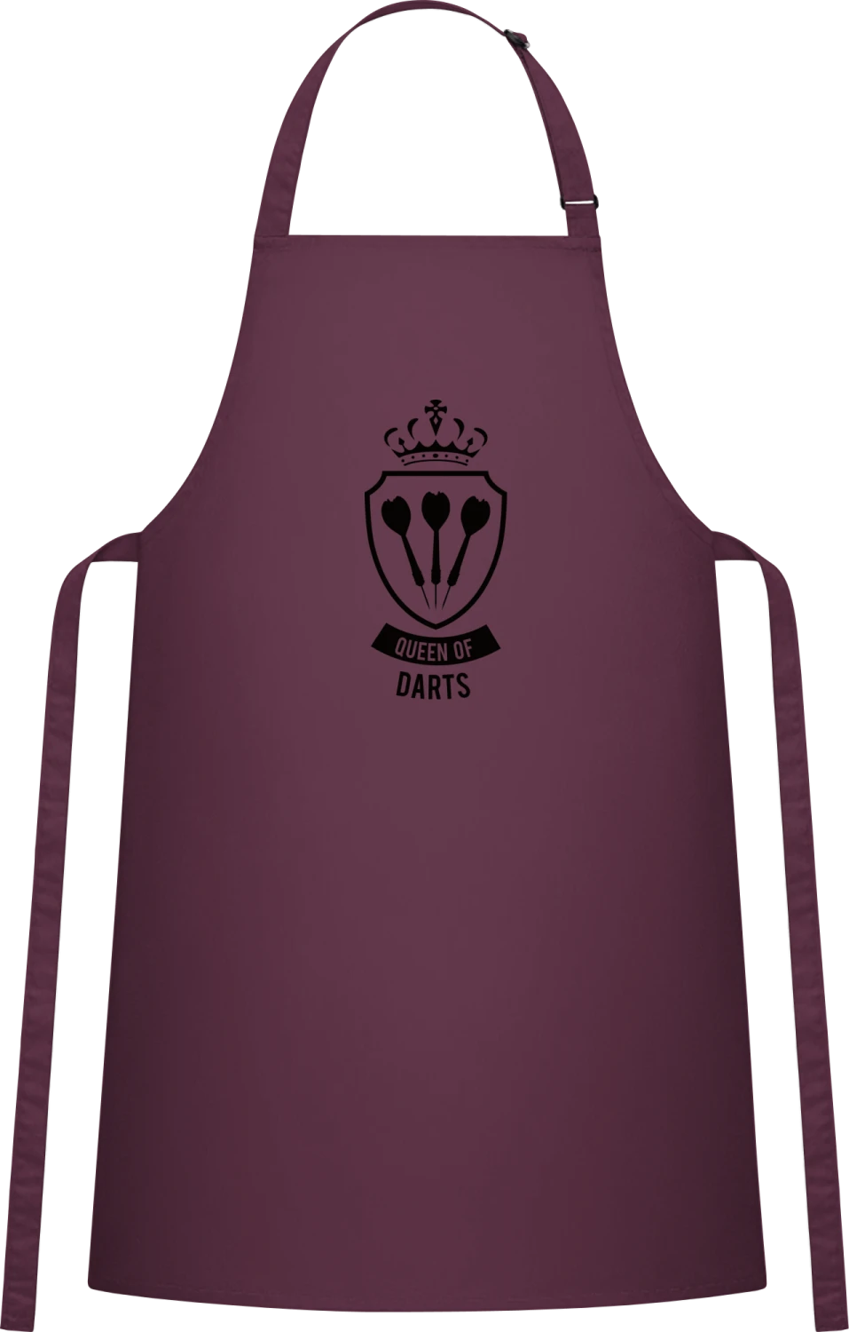 Queen Of Darts - Aubergine Cotton Bib Apron - Front