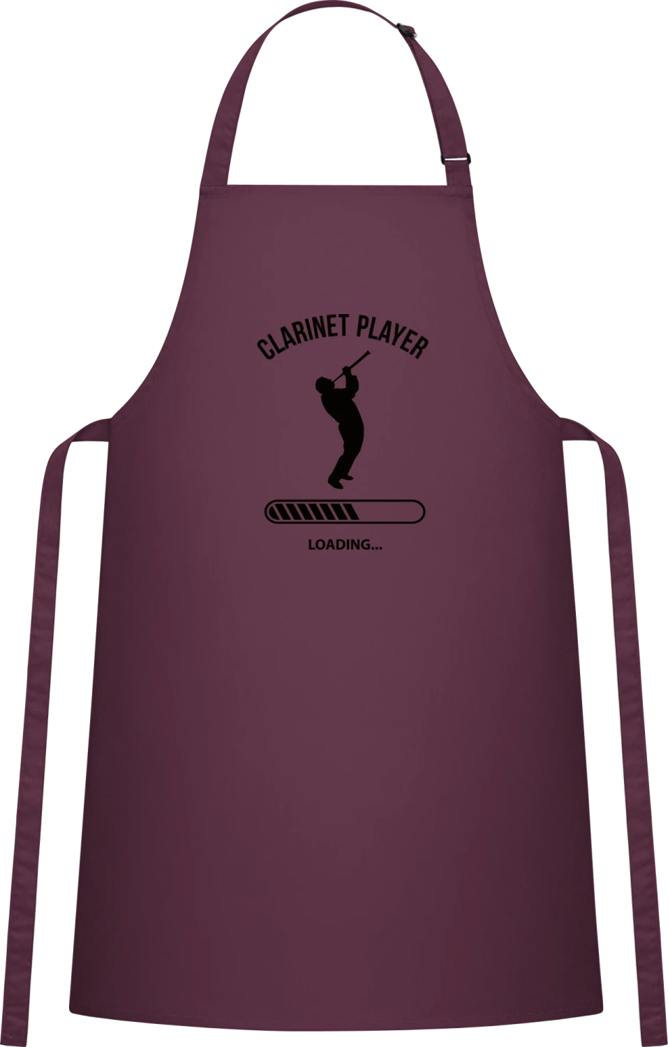 Clarinet Player Loading - Aubergine Cotton Bib Apron - Front