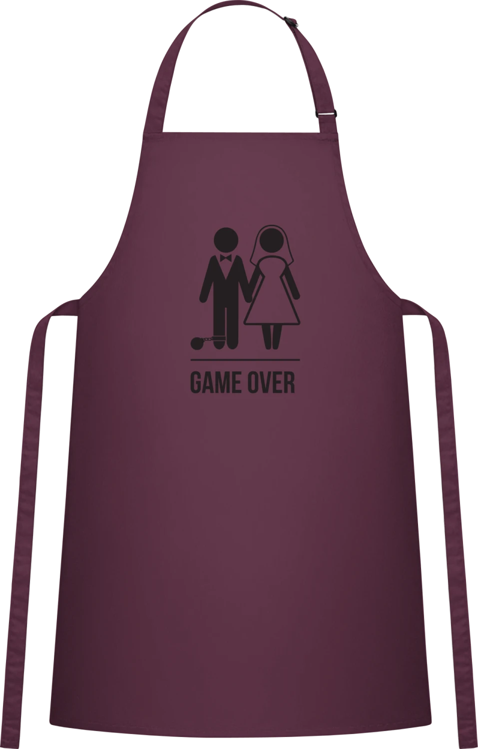 Game Over Groom's End Junggesellenabschied - Aubergine Cotton Bib Apron - Front