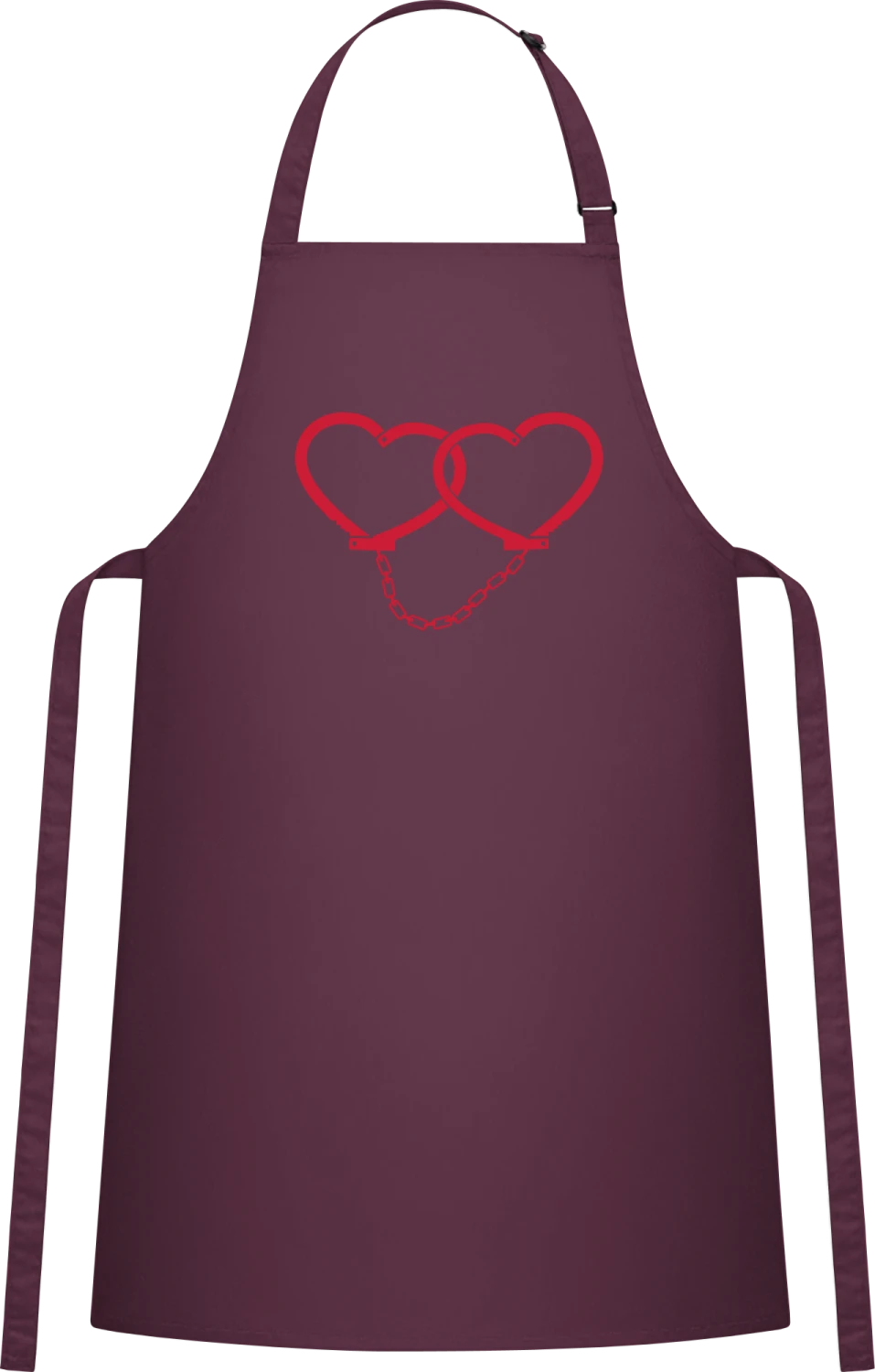 Herz Handschellen - Aubergine Cotton Bib Apron - Front