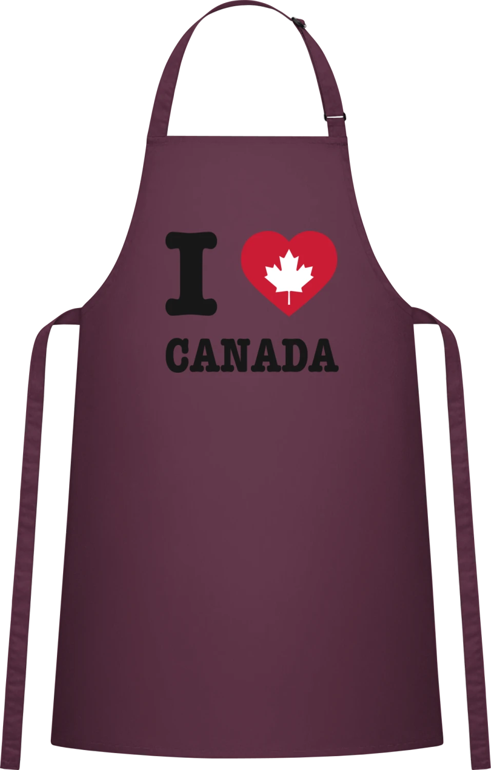 I Love Canada - Aubergine Cotton Bib Apron - Front