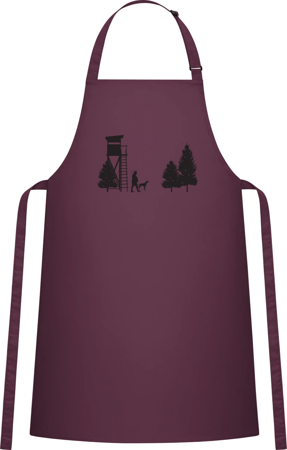 Ranger In The Forest - Aubergine Cotton Bib Apron - Front