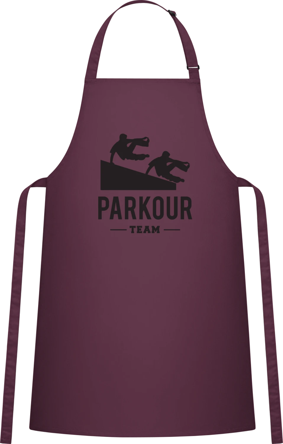 Parkour Team - Aubergine Cotton Bib Apron - Front