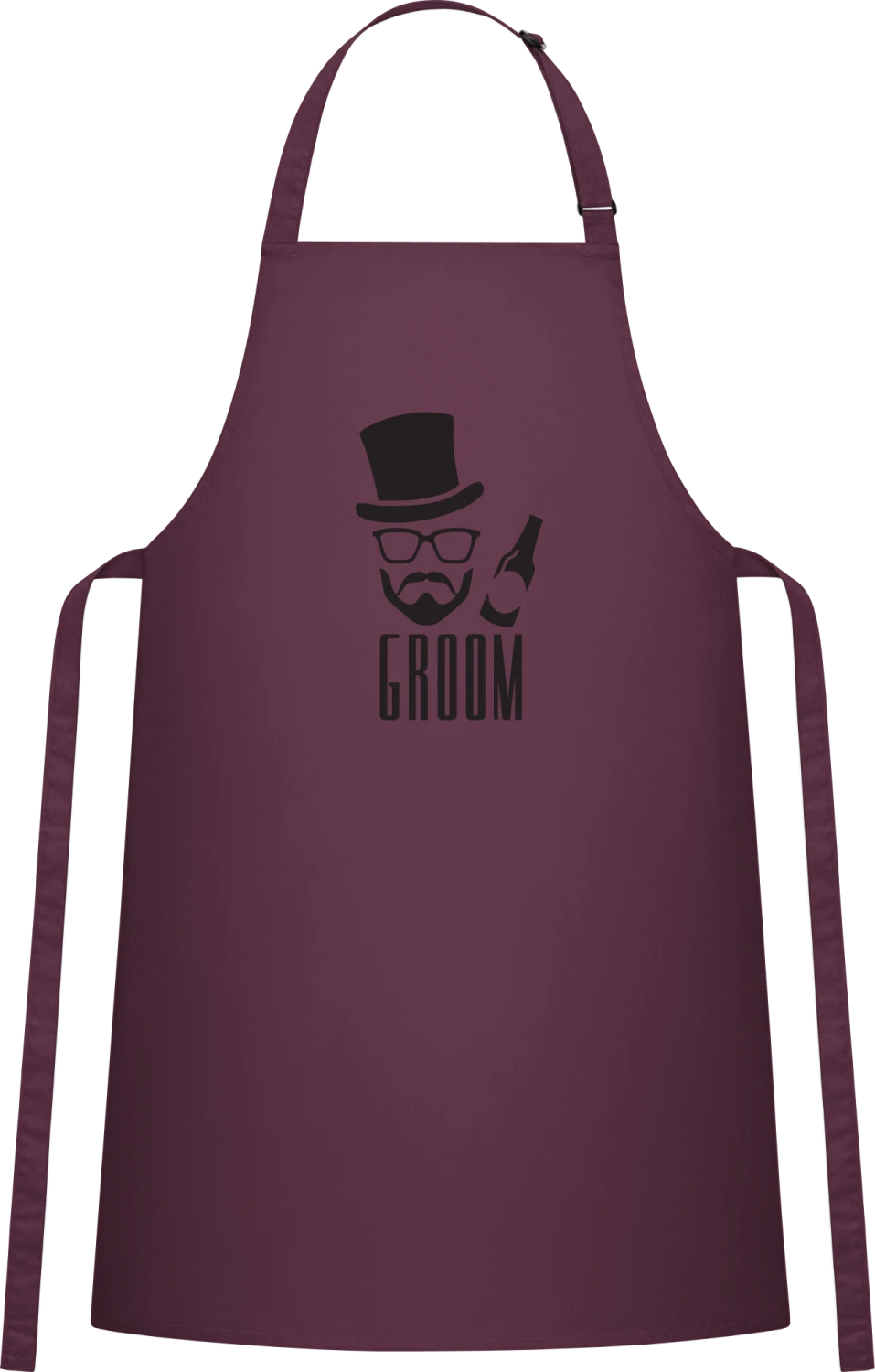 Groom Hipster - Aubergine Cotton Bib Apron - Front