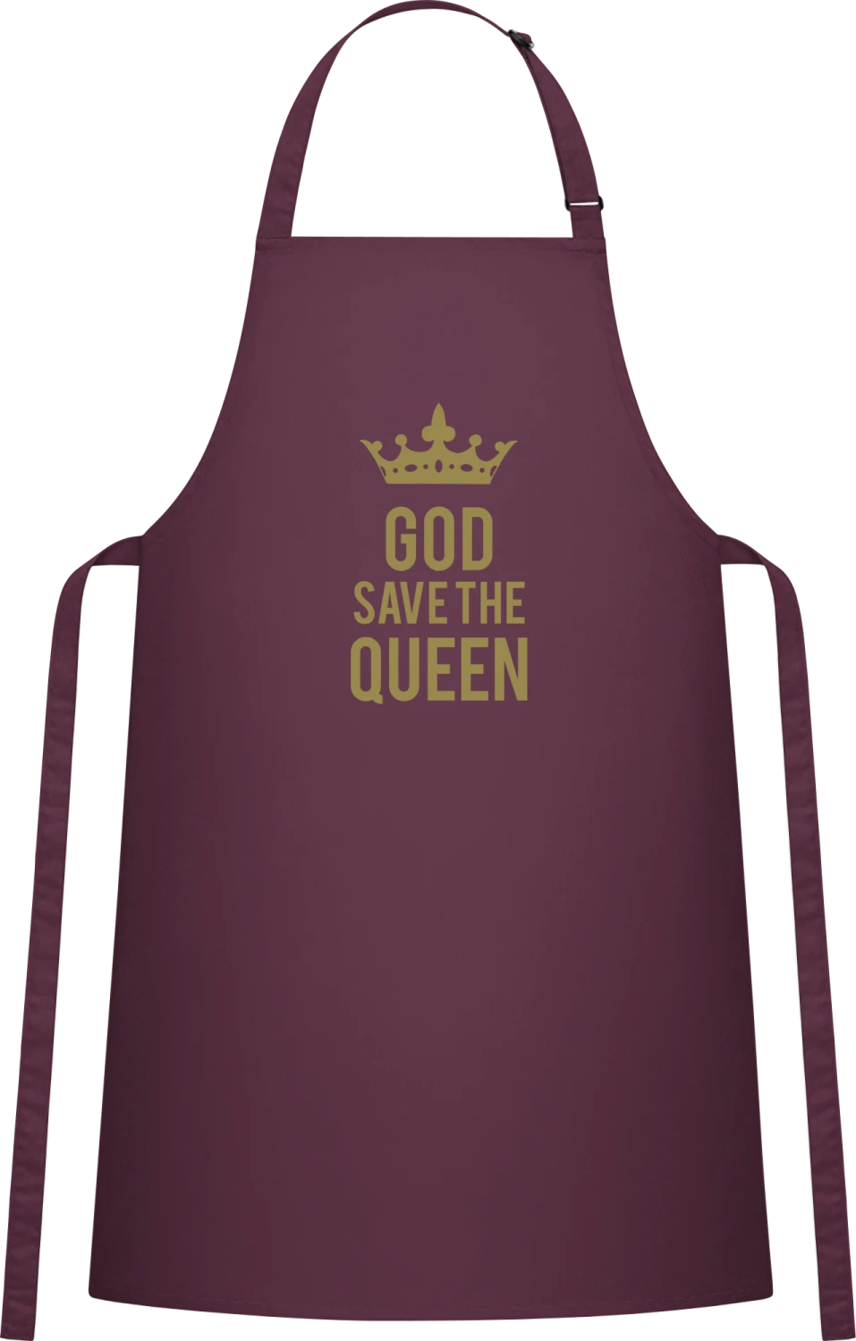 God Save The Queen - Aubergine Cotton Bib Apron - Front