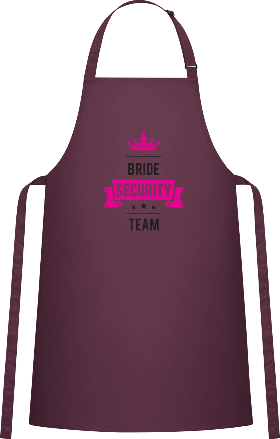 Bride Security Team - Aubergine Cotton Bib Apron - Front