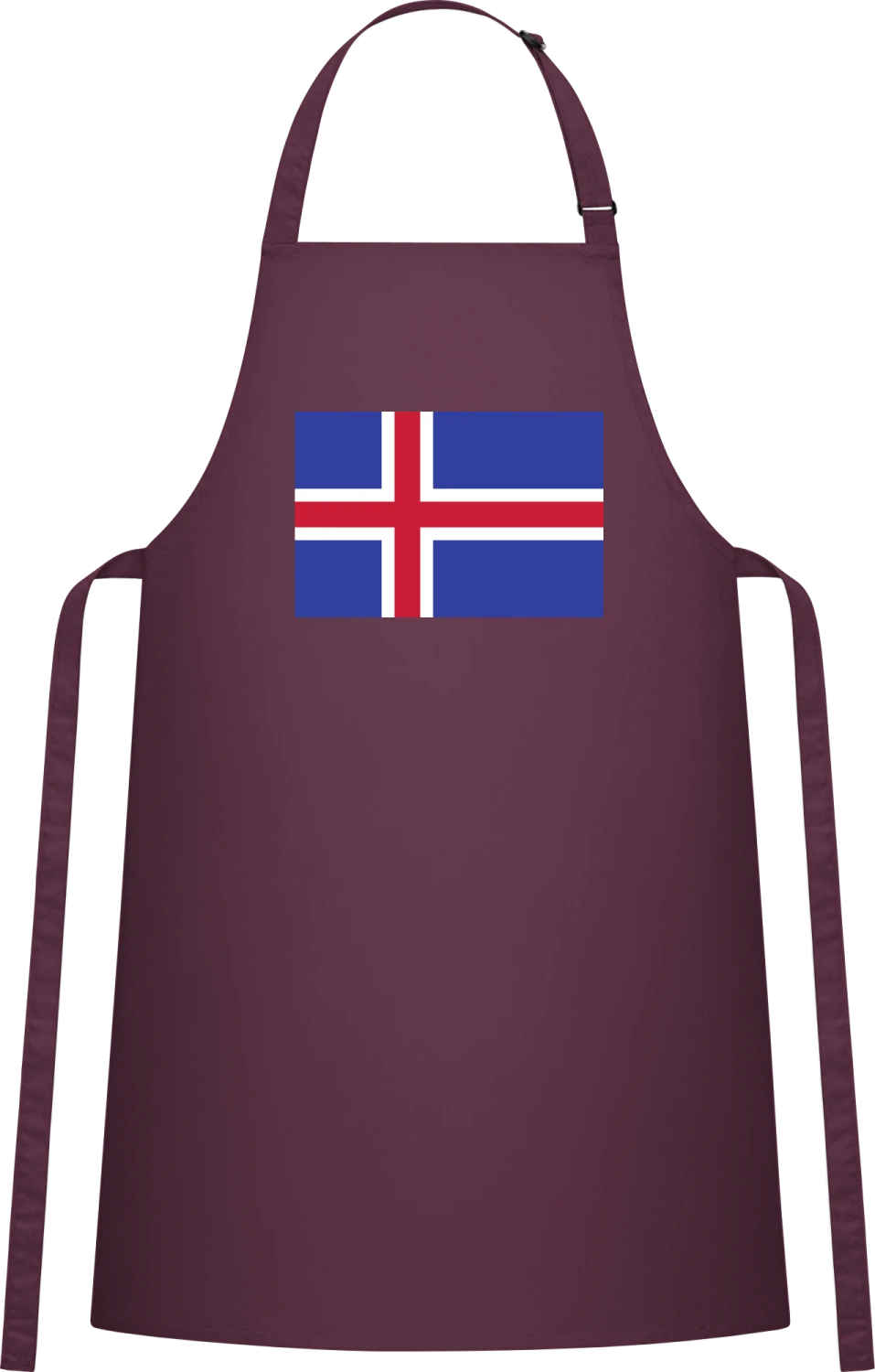 Iceland Flag - Aubergine Cotton Bib Apron - Front