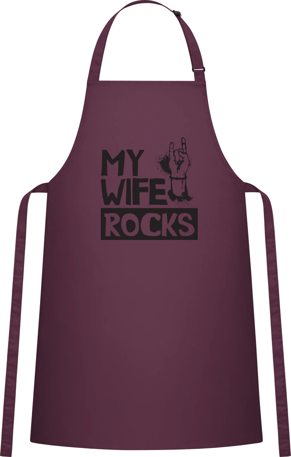 My Wife Rocks - Aubergine Cotton Bib Apron - Front