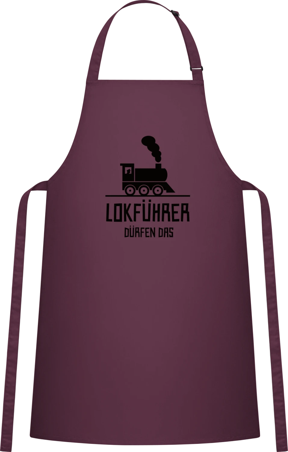 Lokführer dürfen das - Aubergine Cotton Bib Apron - Front