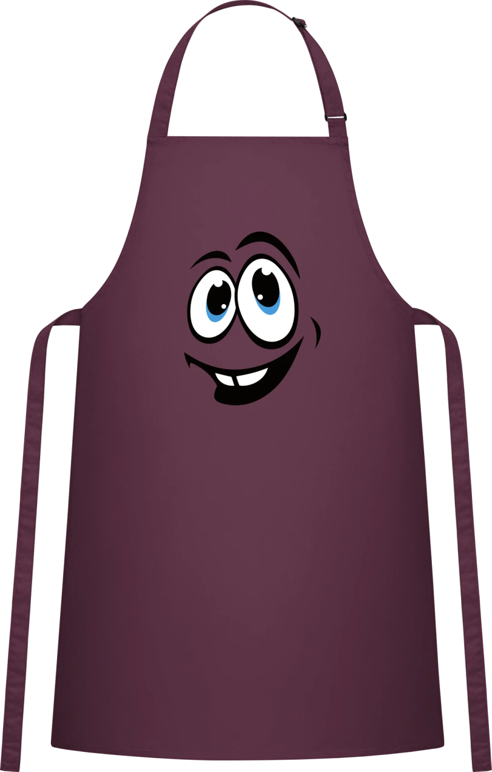 Happy Face - Aubergine Cotton Bib Apron - Front