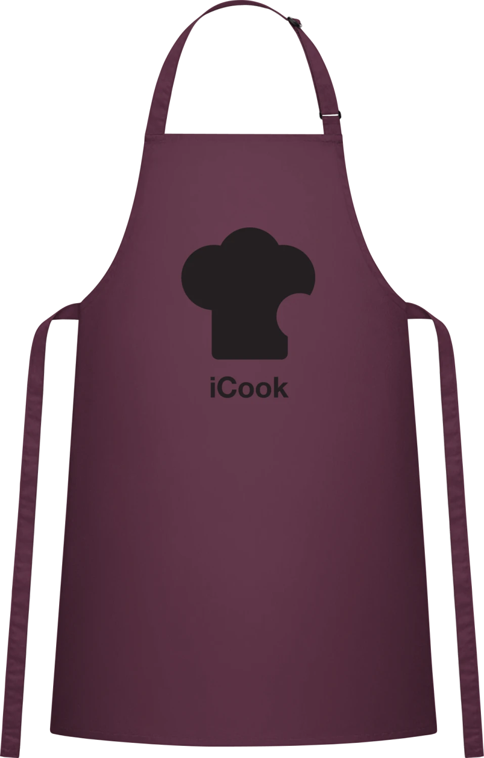 I Cook - Aubergine Cotton Bib Apron - Front