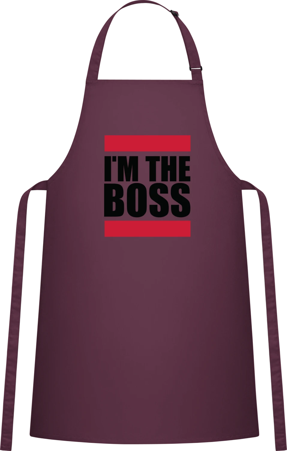 I'm The Boss Logo - Aubergine Cotton Bib Apron - Front