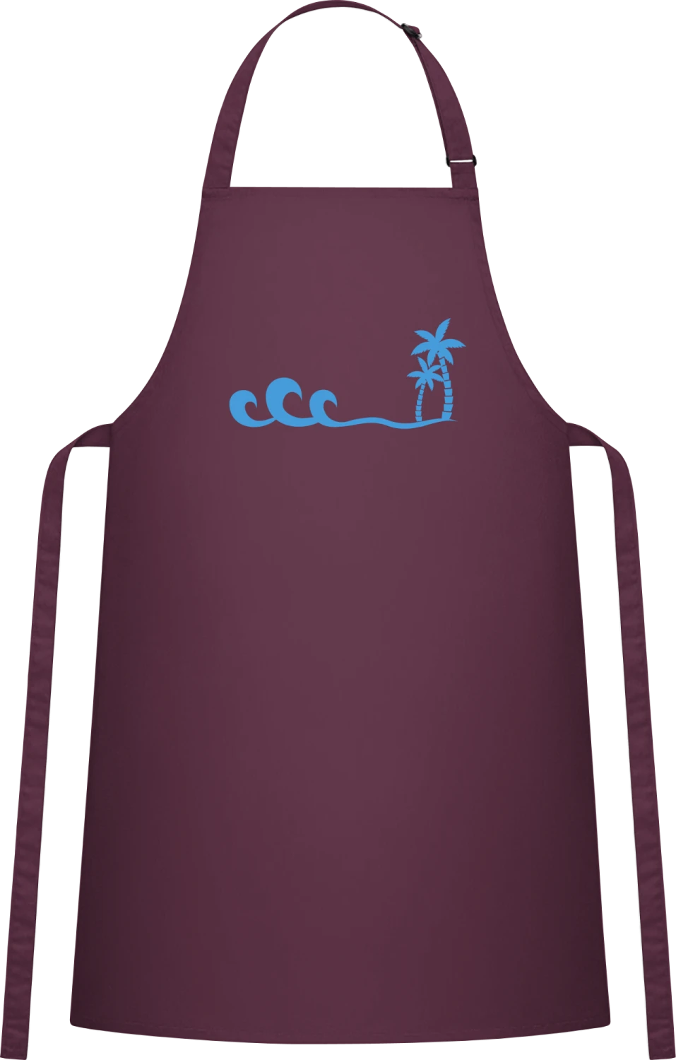 Surfer Waves - Aubergine Cotton Bib Apron - Front